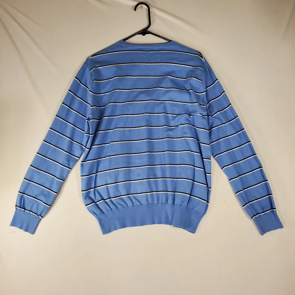 Polo Ralph Lauren Pima Cotton Striped Crewneck Sweater Mens Large Blue Navy